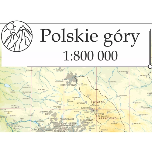 Polskie Góry mapa ścienna 1:800 000 - naklejka, 100x35 cm, ArtGlob